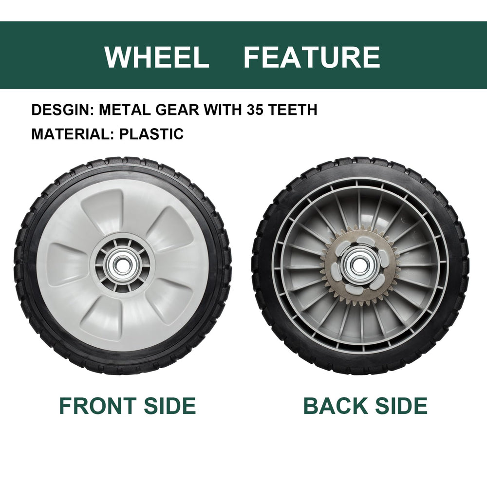 ZALANA front wheel detail highlighting durable plastic tread and fit