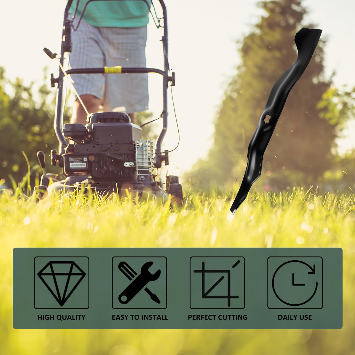 ZALANA blade installed on mower deck demonstrating restored cutting function