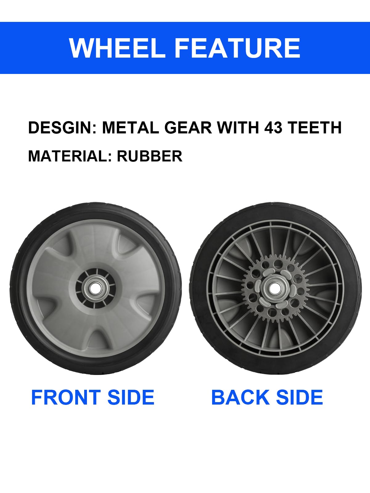 ZALANA image of new rear wheels installed on mower restoring smooth propulsion