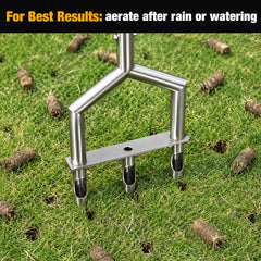 Zalawn closeup of three hollow tines highlighting non‑clog soil removal benefit