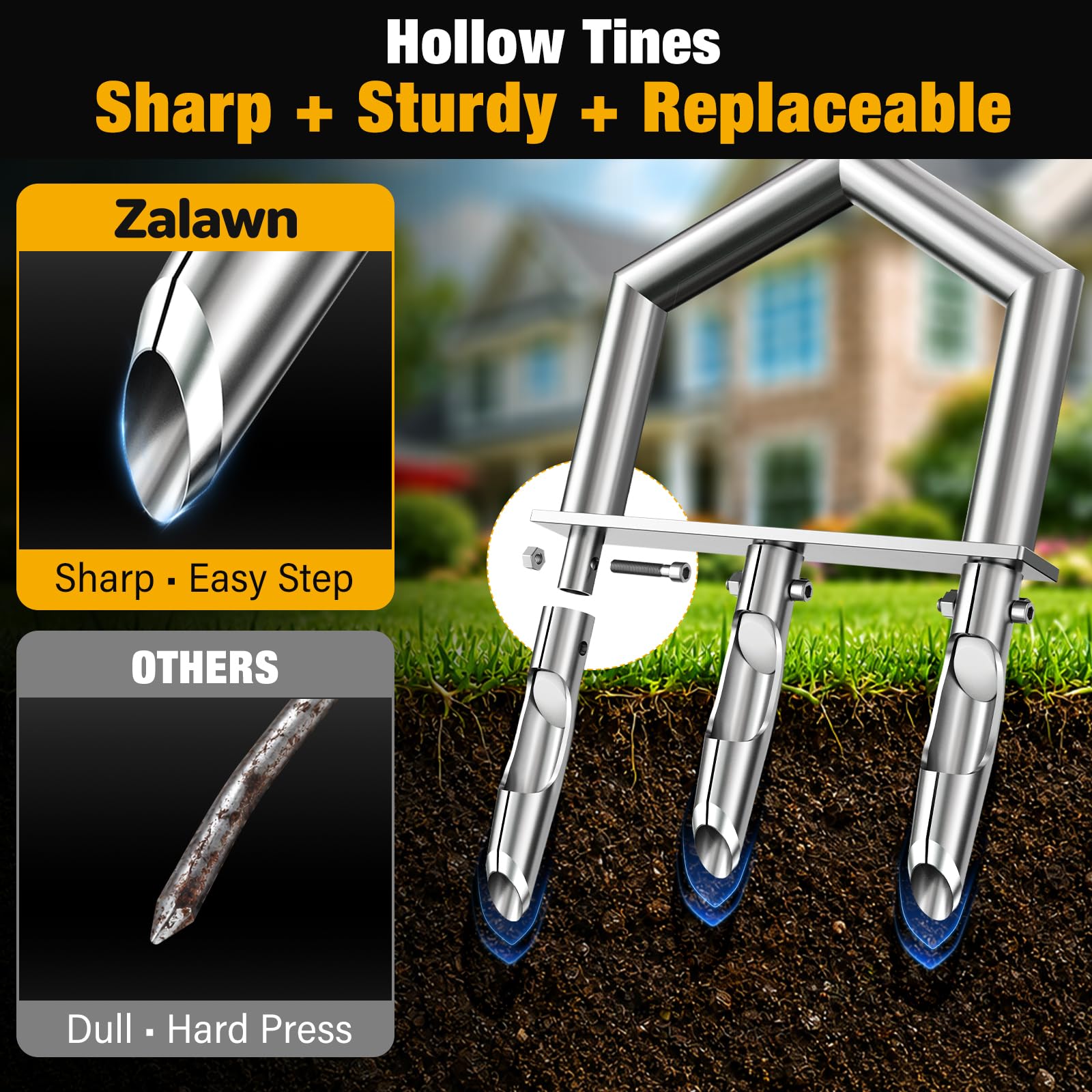 Zalawn size comparison with shoe illustrating scale and yard coverage efficiency