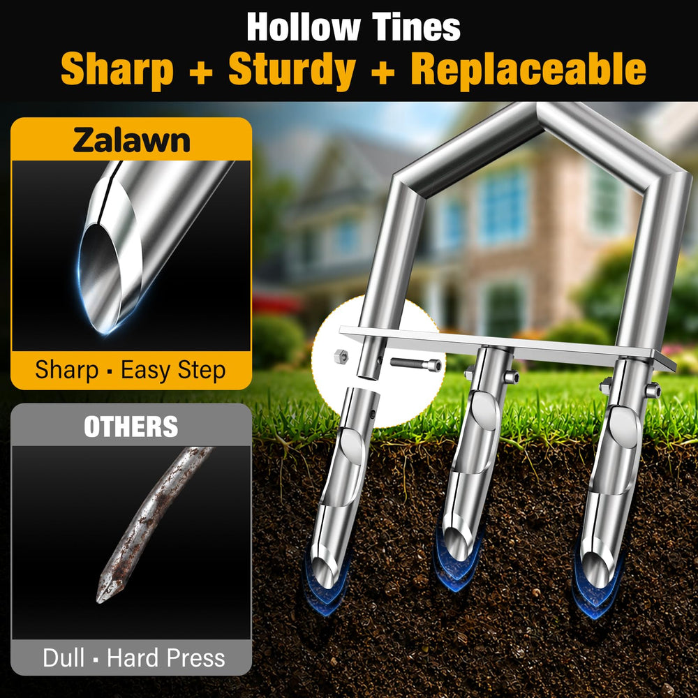 Zalawn size comparison with shoe illustrating scale and yard coverage efficiency