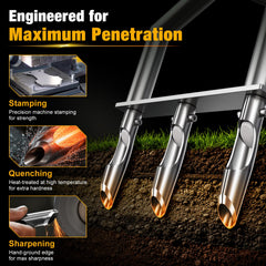 Zalawn wide foot bar detail providing stable leverage for deeper penetration