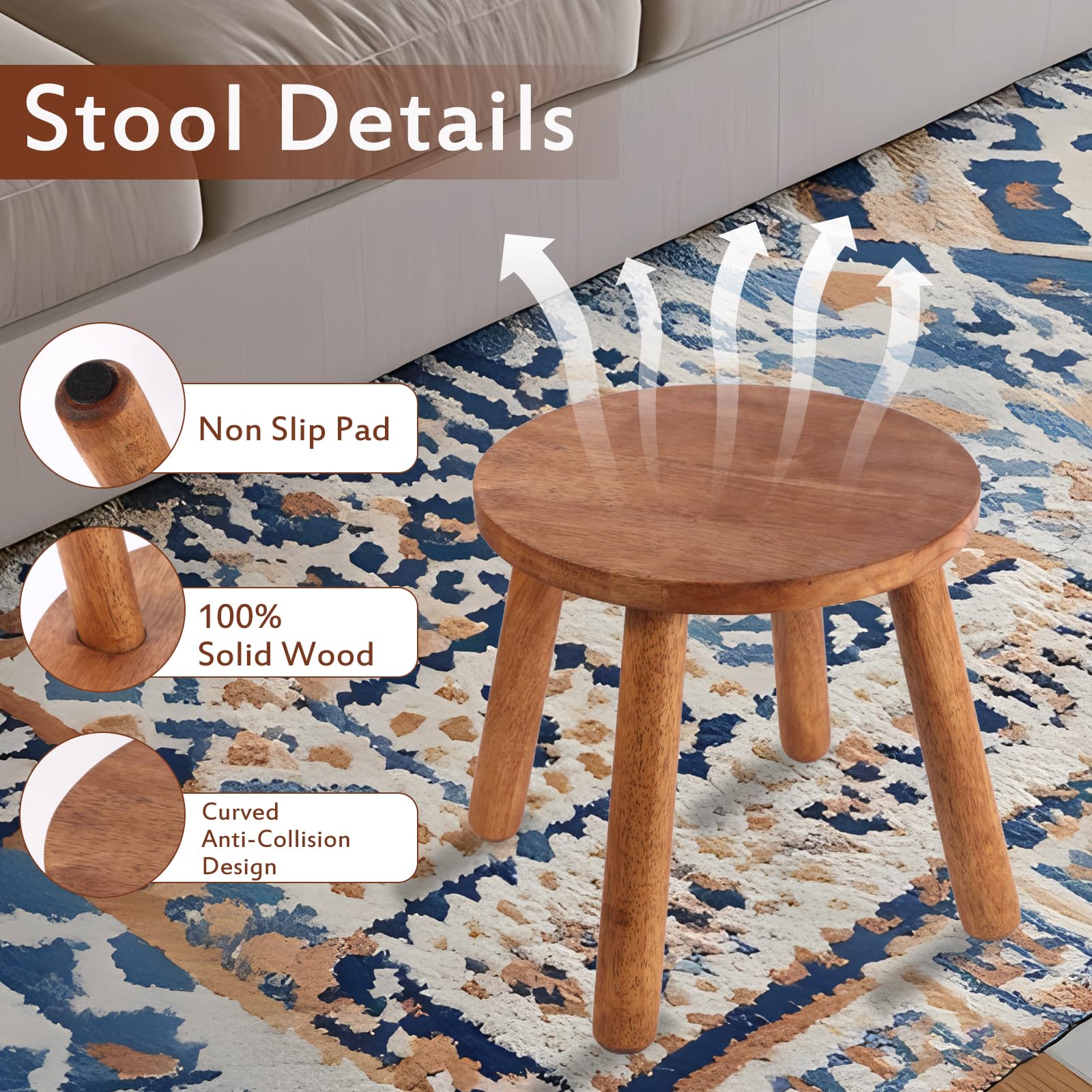 zaowofires stool placed beside a sofa illustrating bedside or side-table function