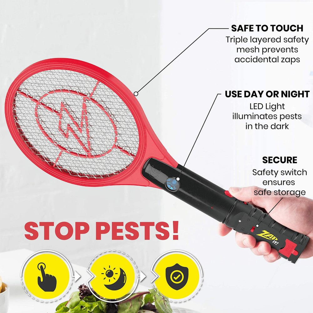 ZAP IT! built-in LED illuminated in darkness for nighttime bug control convenience
