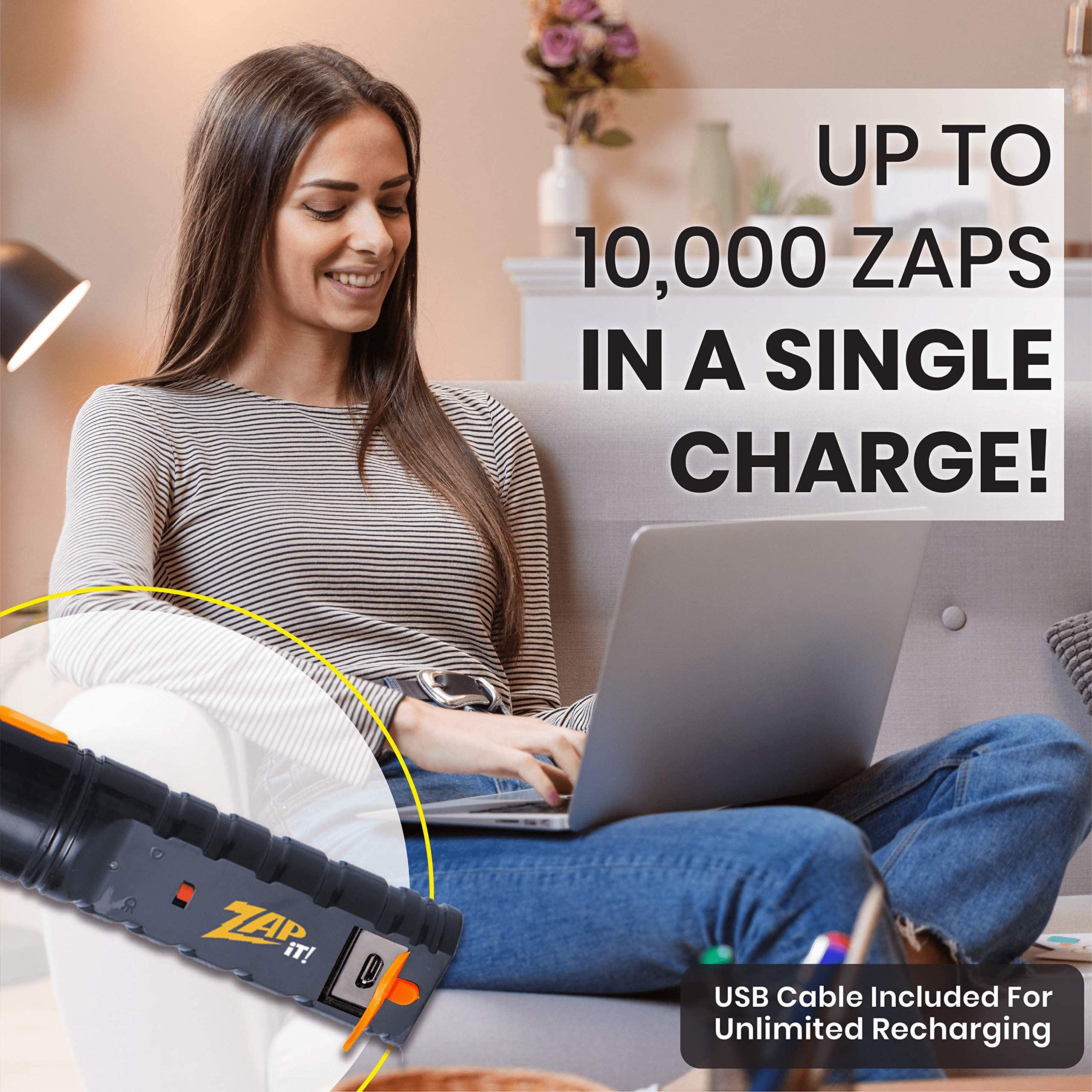 ZAP IT! racket LED lit at night aiding accurate targeting in low light