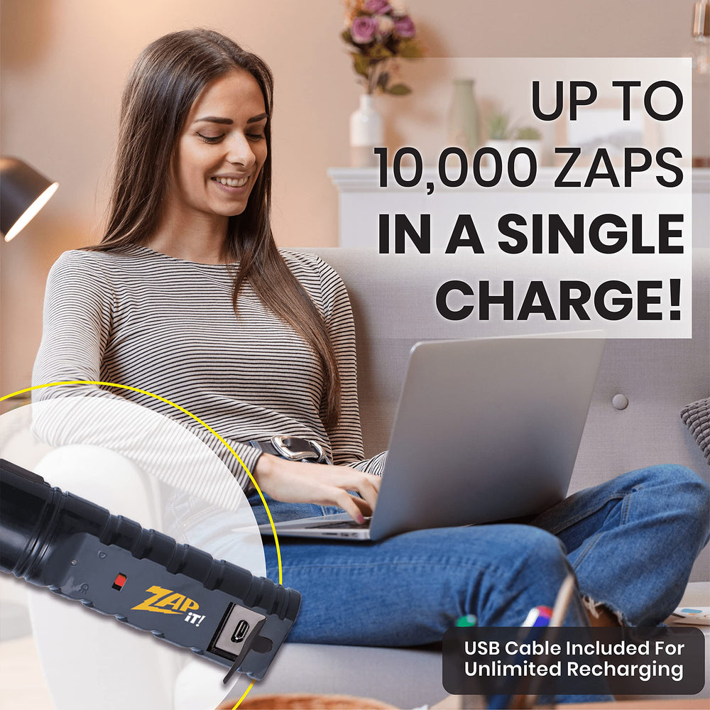 ZAP IT! racket lit by built-in LED demonstrating night use and visibility