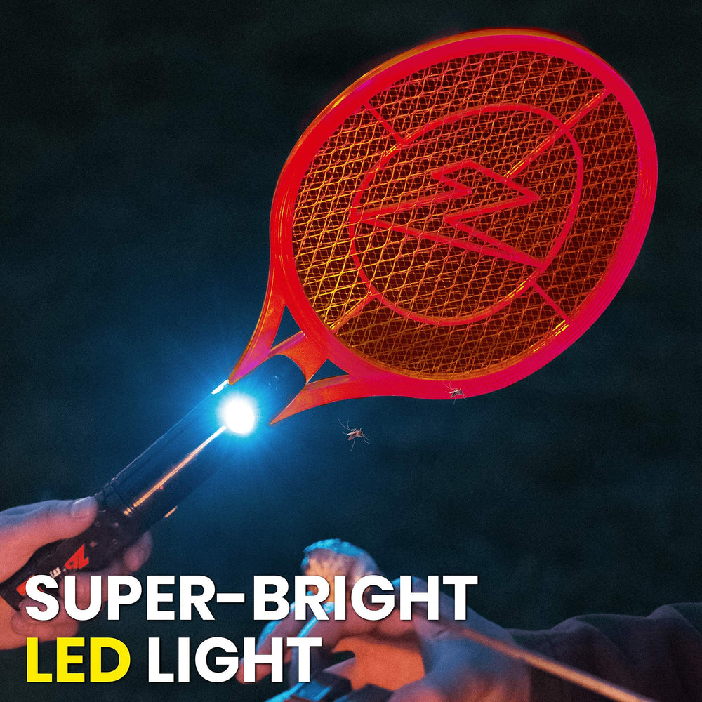 ZAP IT! racket held in hand showing size and comfortable, lightweight control benefit