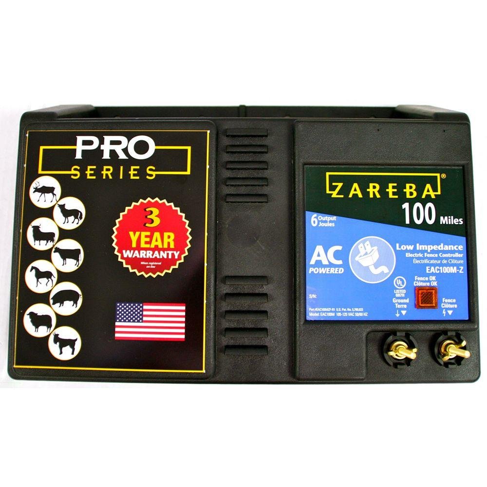 Zareba charger front panel showing controls and durable casing for reliable farm protection
