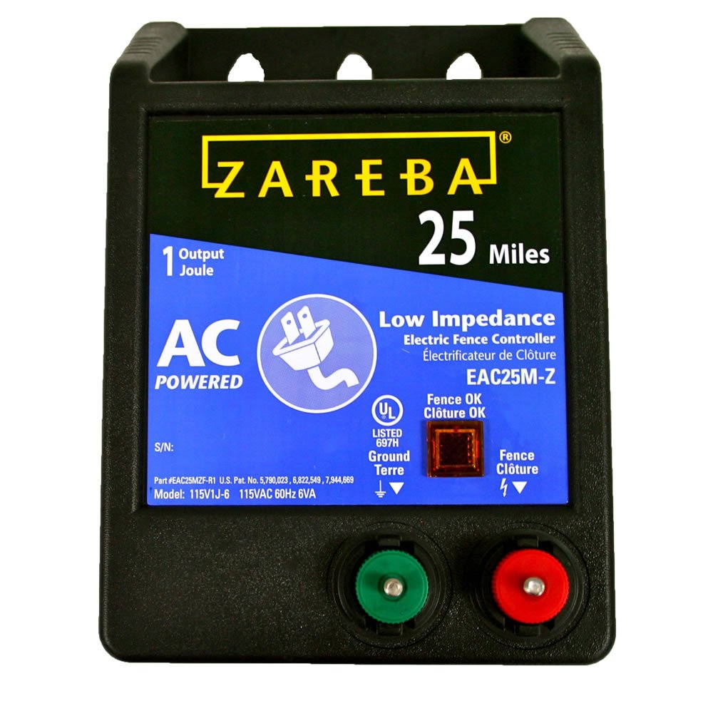 Zareba front panel showing connectors and indicator light for easy operation