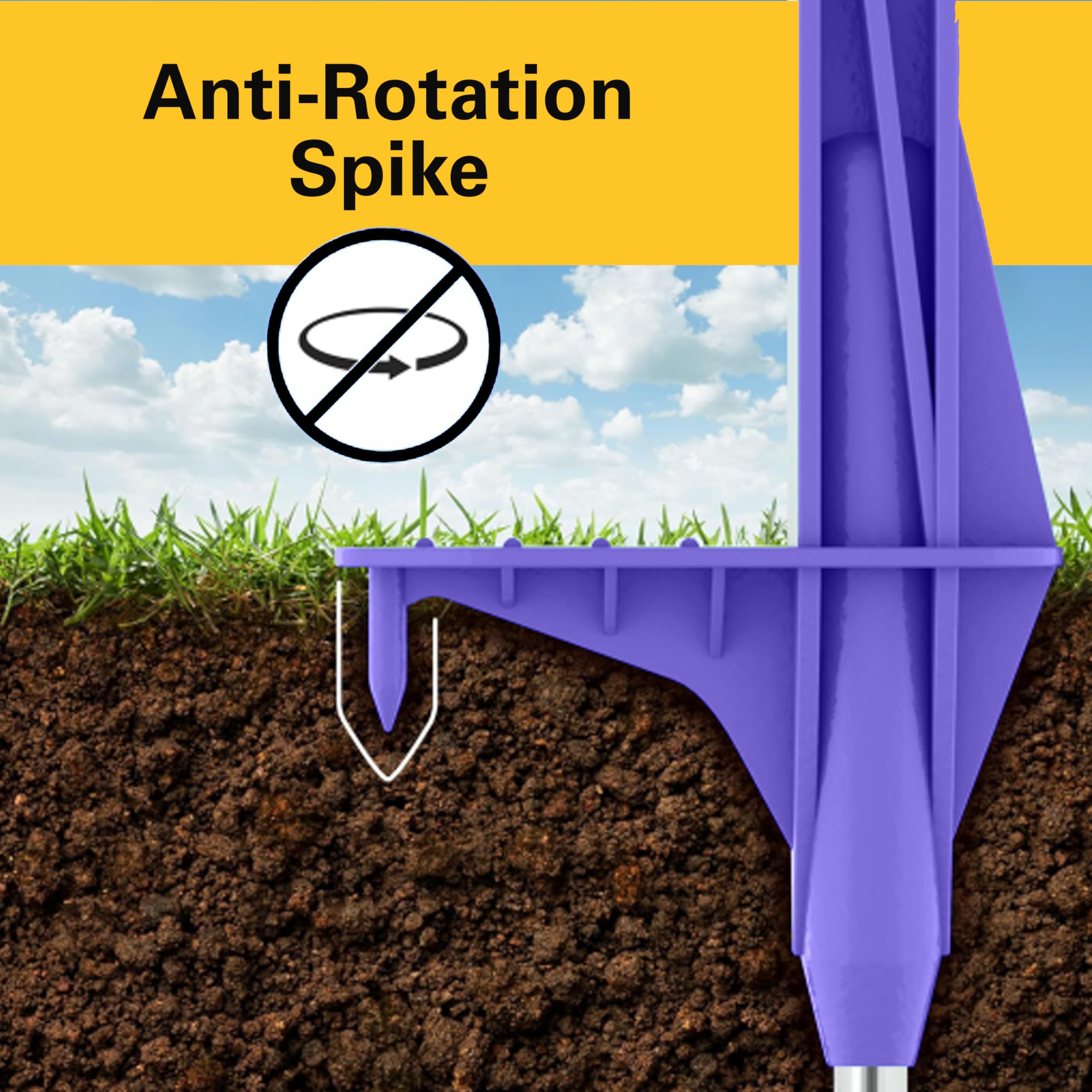 Zareba step-in flange and anti-rotation spike demonstrating secure placement