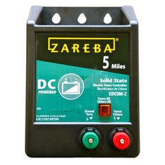 Zareba EDC5M-Z front view showing compact energizer and easy mounting benefit