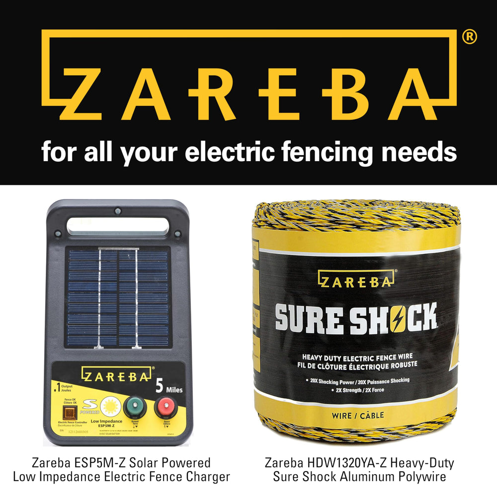 Zareba posts outlining farm perimeter for temporary boundary control