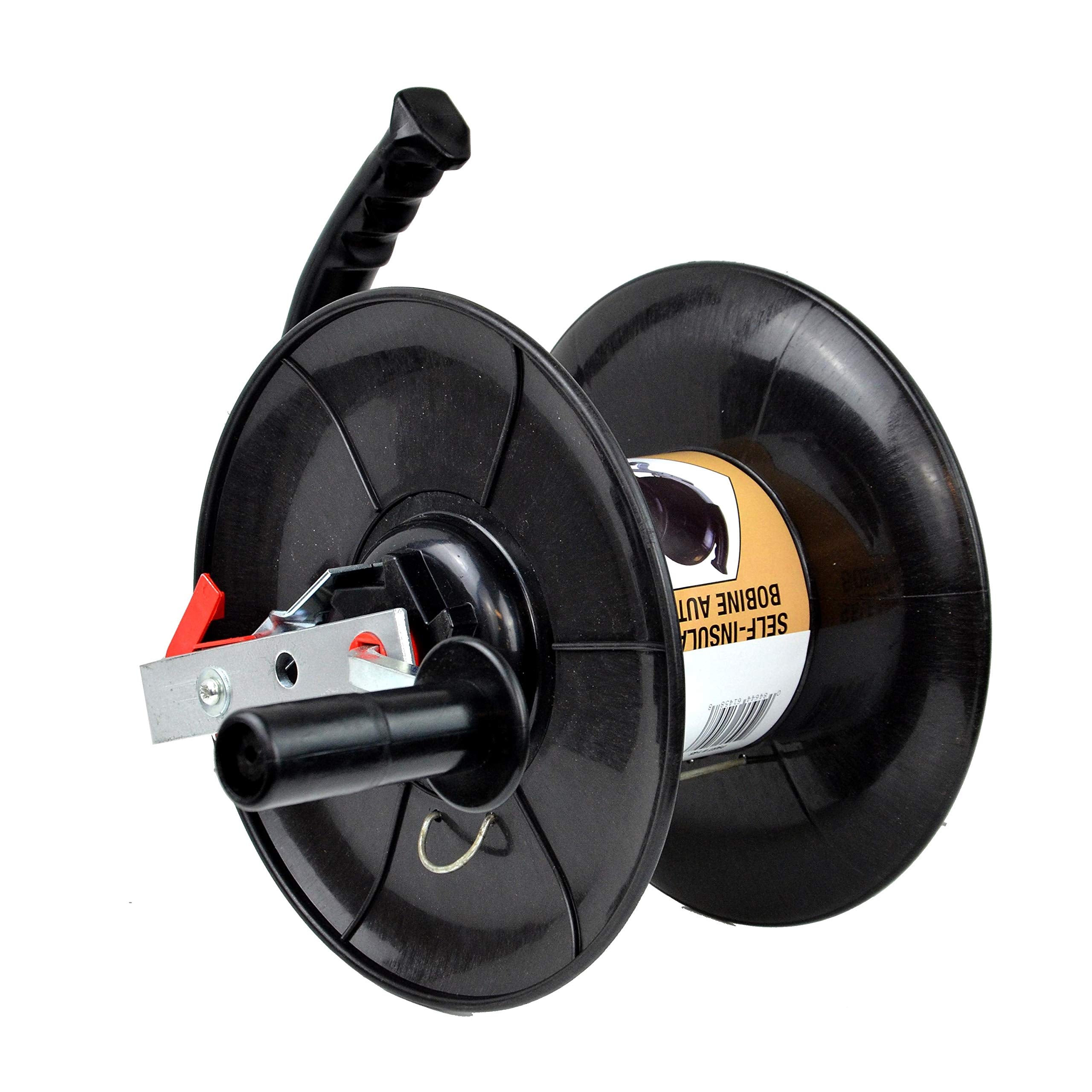 Zareba reel beside measuring tape showing capacity for long runs