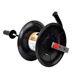 Zareba wire reel front view showing handle and easy transport benefit