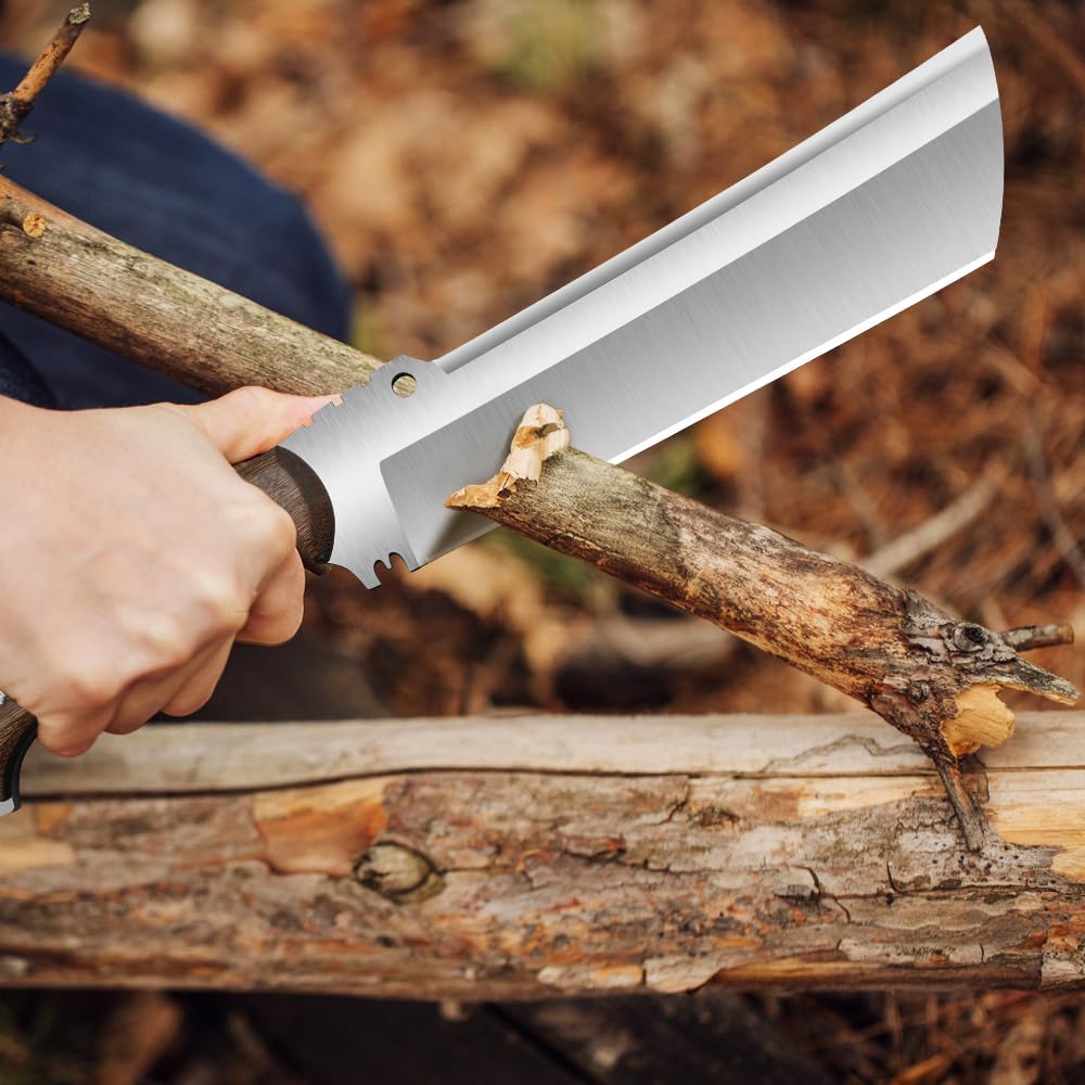 zarfand machete in use cutting dense brush, demonstrating effective chopping power