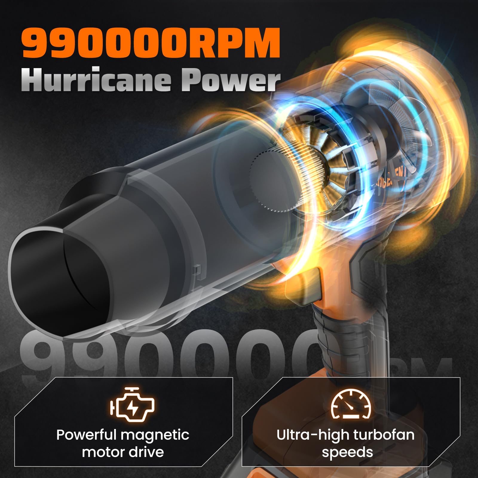 ZARIMI close-up of turbine nozzle highlighting high-speed airflow performance benefit