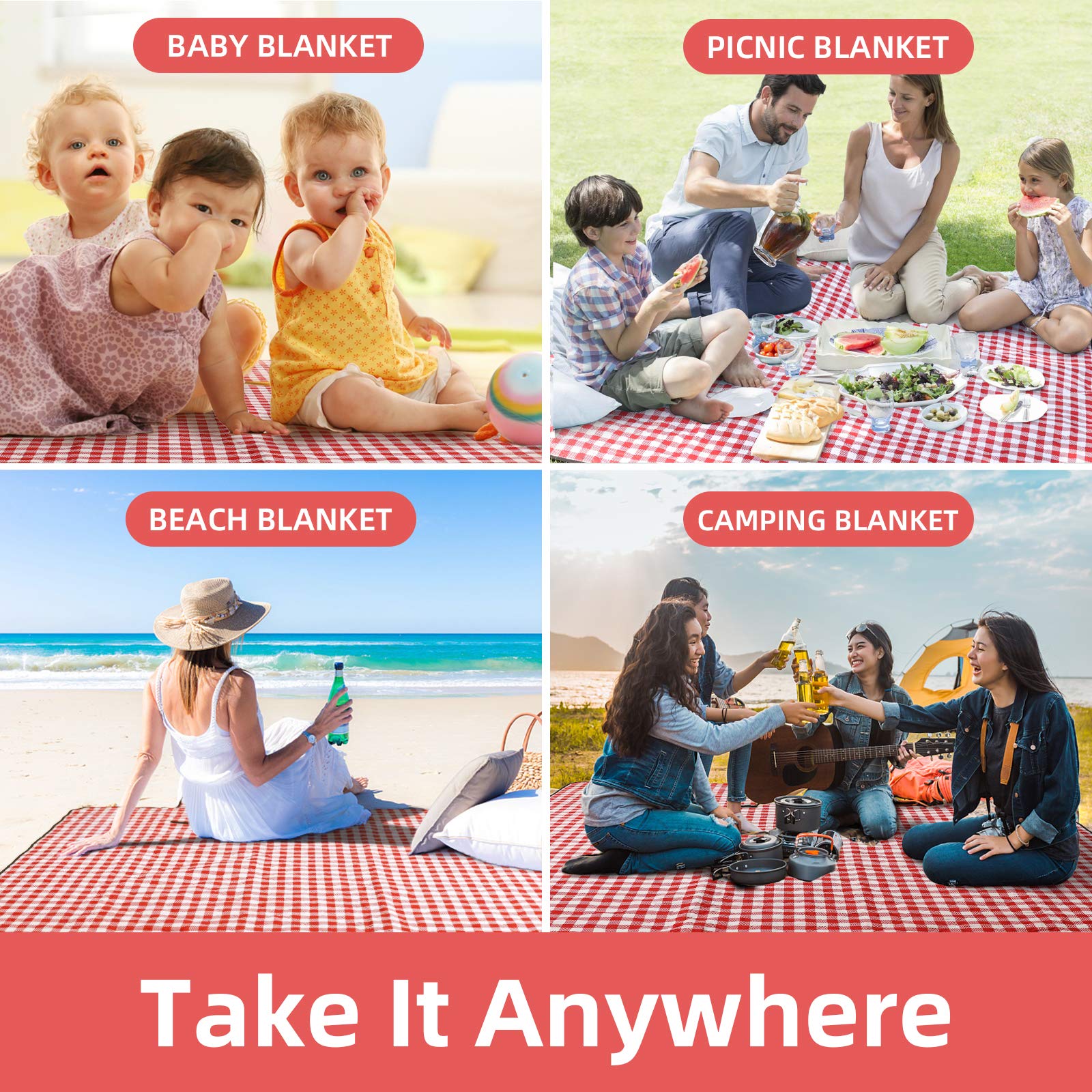 ZAZE blanket next to people showing scale and room for multiple adults