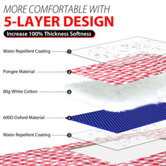 ZAZE waterproof backing detail highlighting moisture protection and easy cleaning