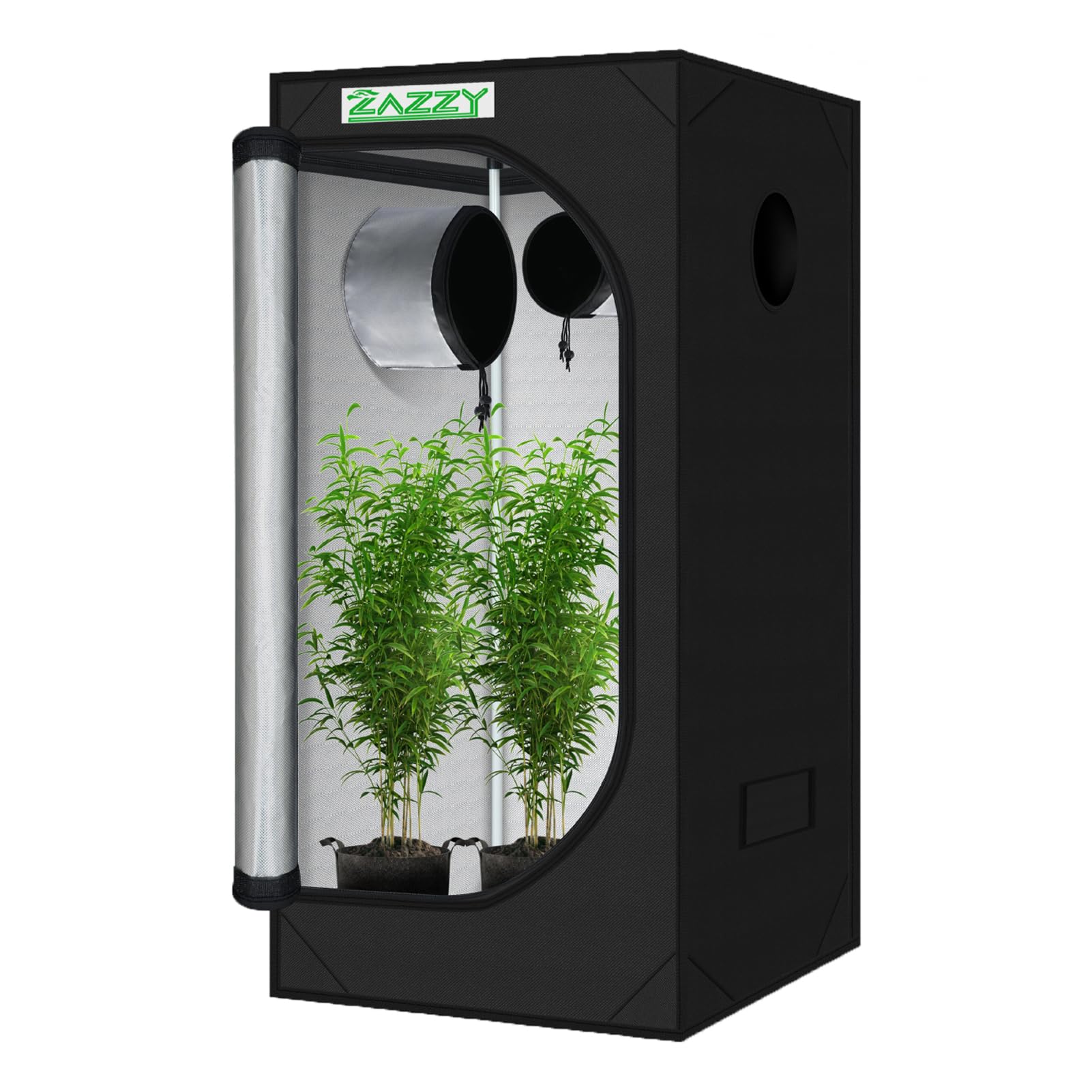 zazzy front view grow tent showing compact footprint and accessibility