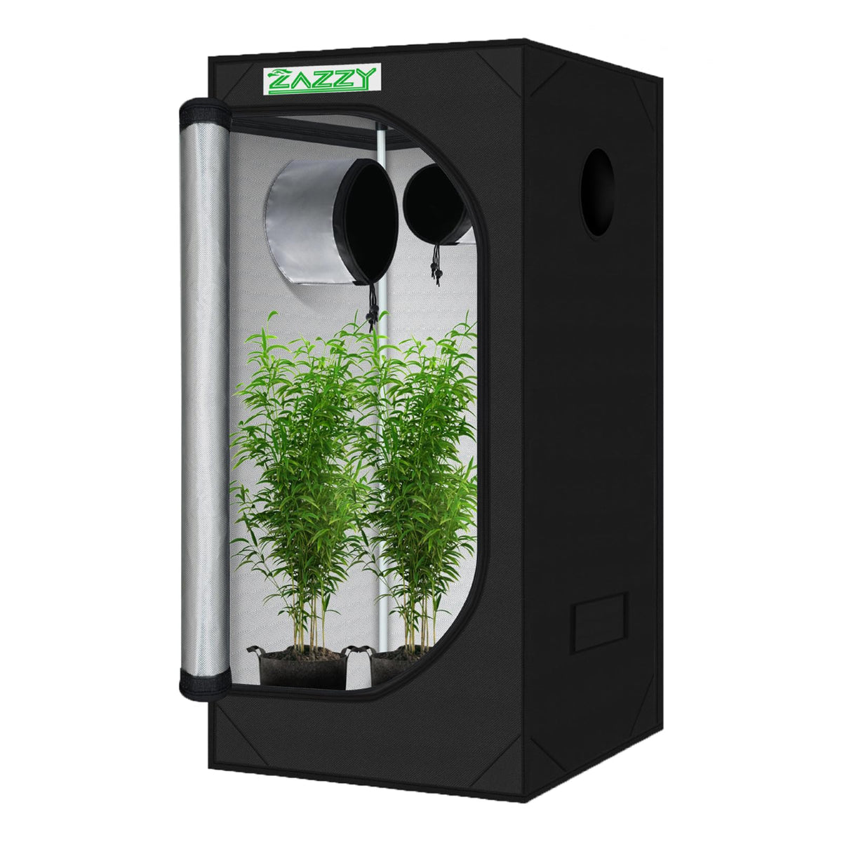 zazzy front view grow tent showing compact footprint and accessibility