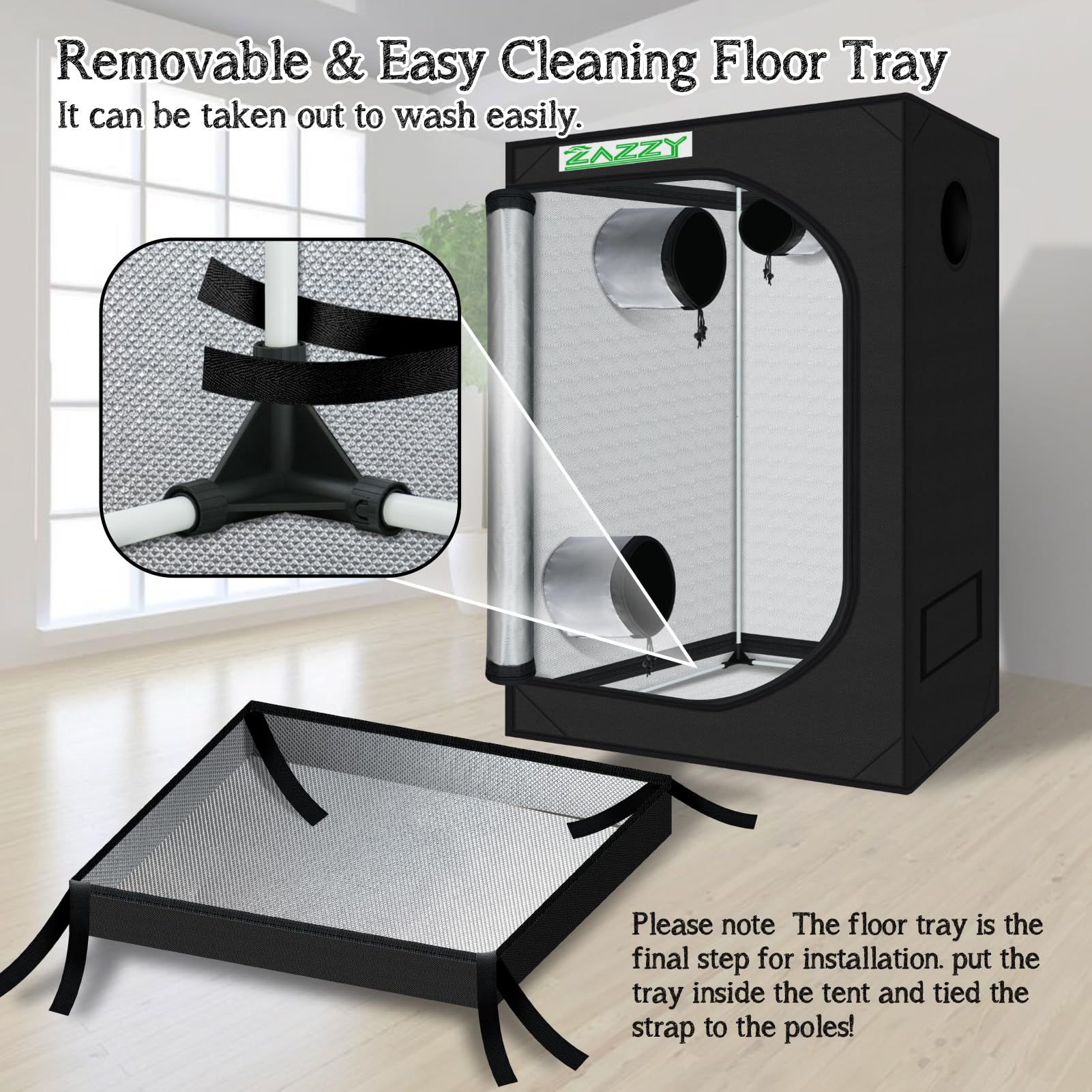 zazzy internal hanging setup displays lights and fans organized for efficient airflow benefit