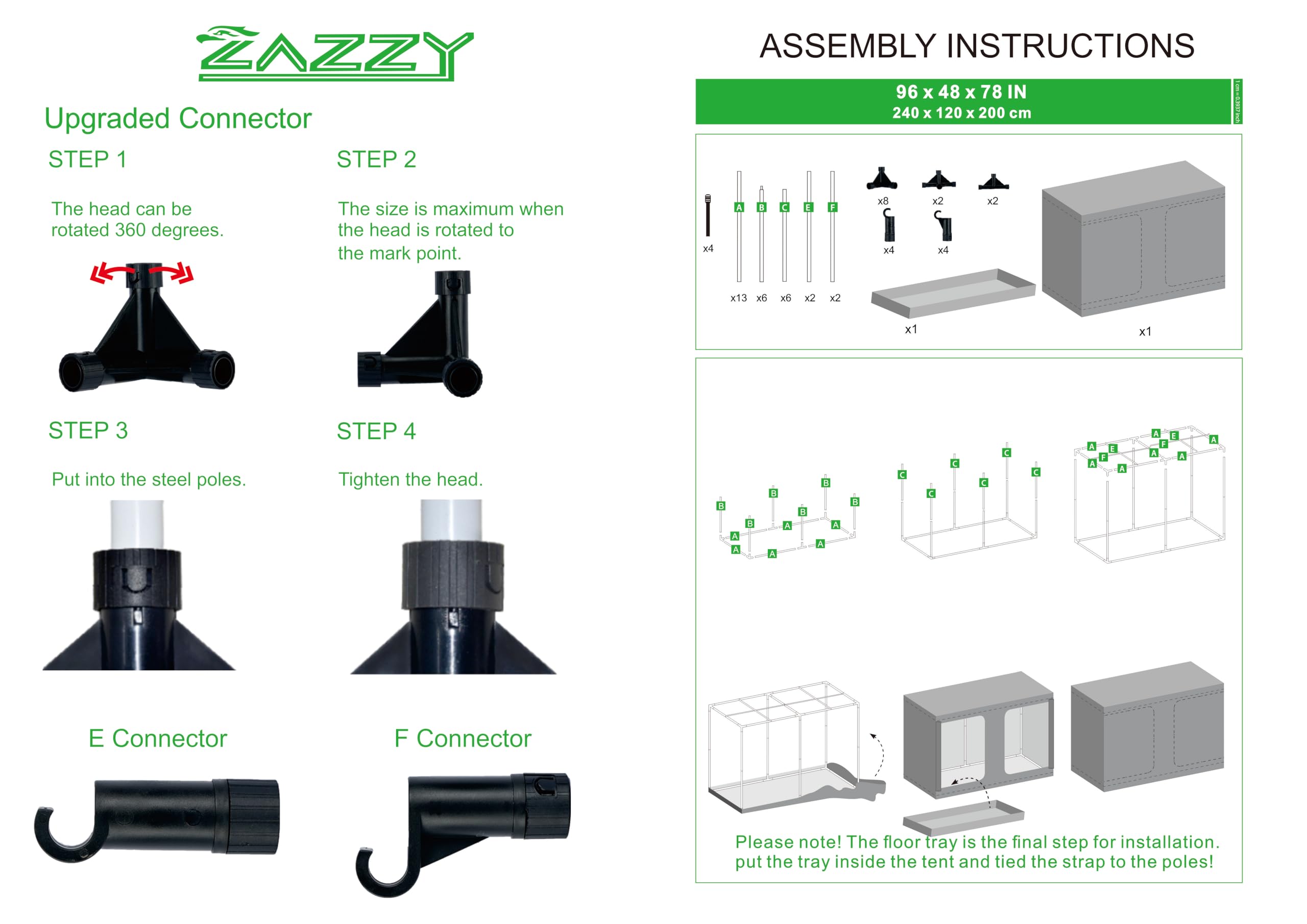 zazzy packed box and components layout showing easy tool-free assembly benefit