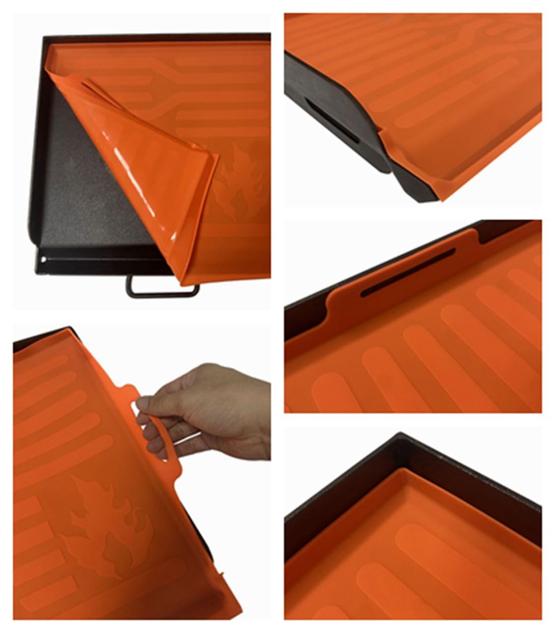 ZBXFCSH mat fitted on Camp Chef griddle demonstrating full coverage benefit