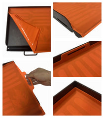 ZBXFCSH mat fitted on Camp Chef griddle demonstrating full coverage benefit
