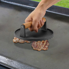 ZBXFCSH press wooden handle detail showing heat-resistant comfort