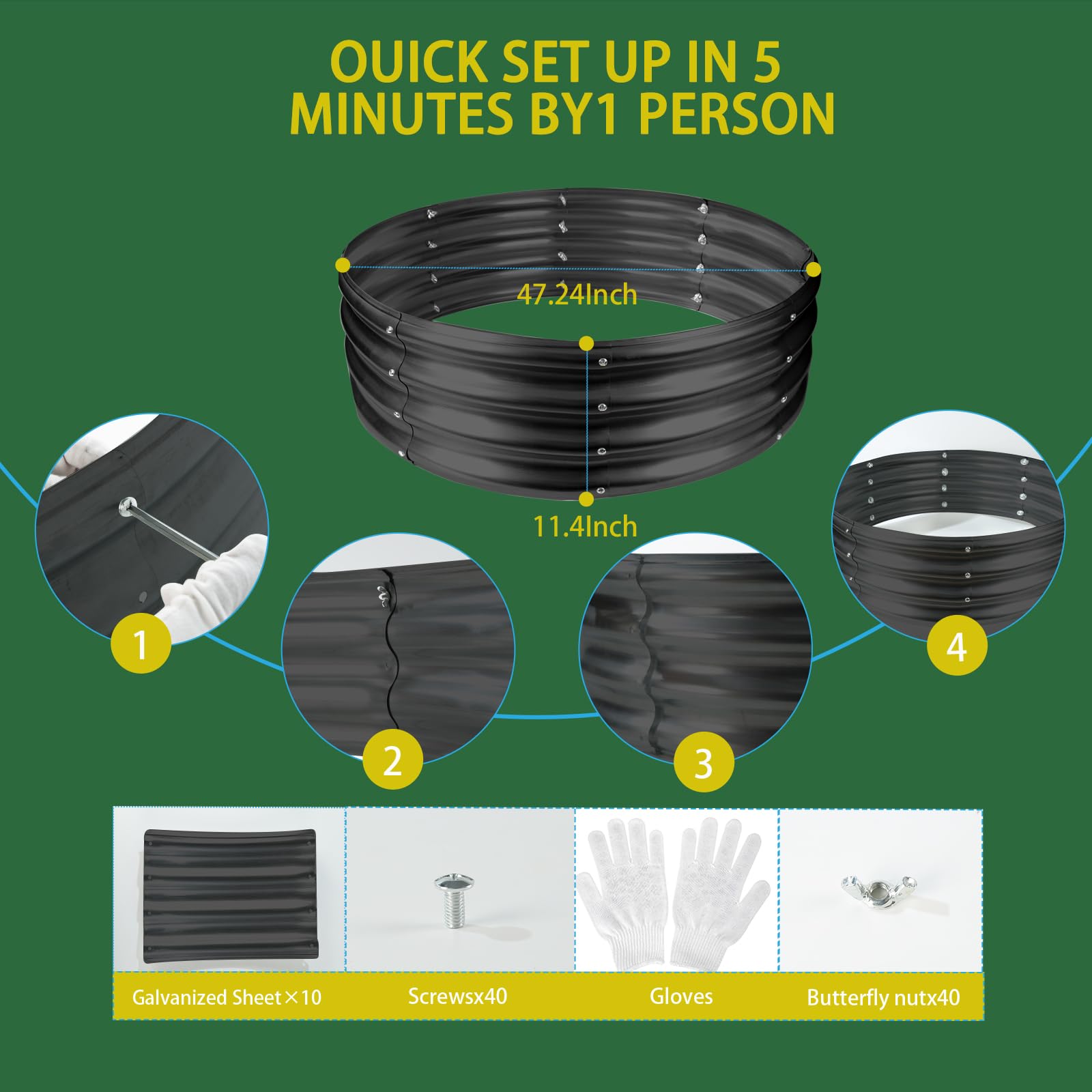 zbzbml next to garden tools showing 47-inch scale and space-saving benefit
