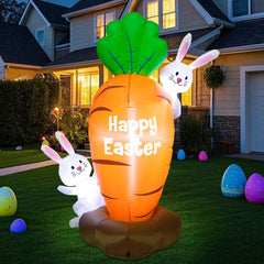 Zcaukya front view of inflatable carrot with bunnies showing holiday appeal