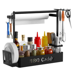 ZDDLOINP grill caddy front view showing organized compartments and handle for easy transport
