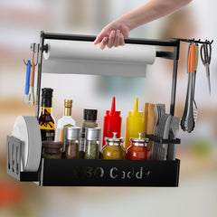 ZDDLOINP caddy hooks holding tongs and spatula for fast grilling access