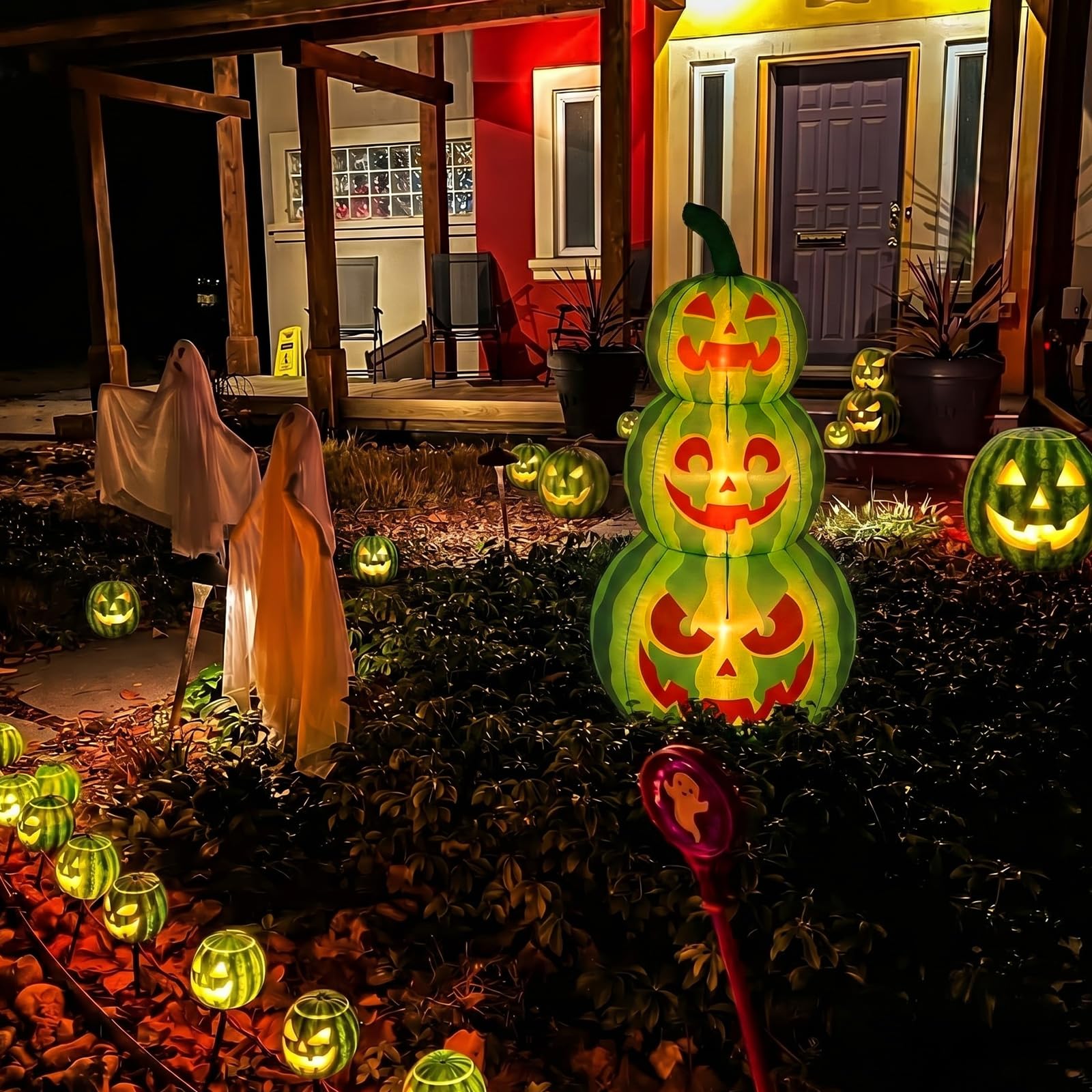 ZeahVeyora illuminated Jack O' Melon glowing in a lawn for night visibility