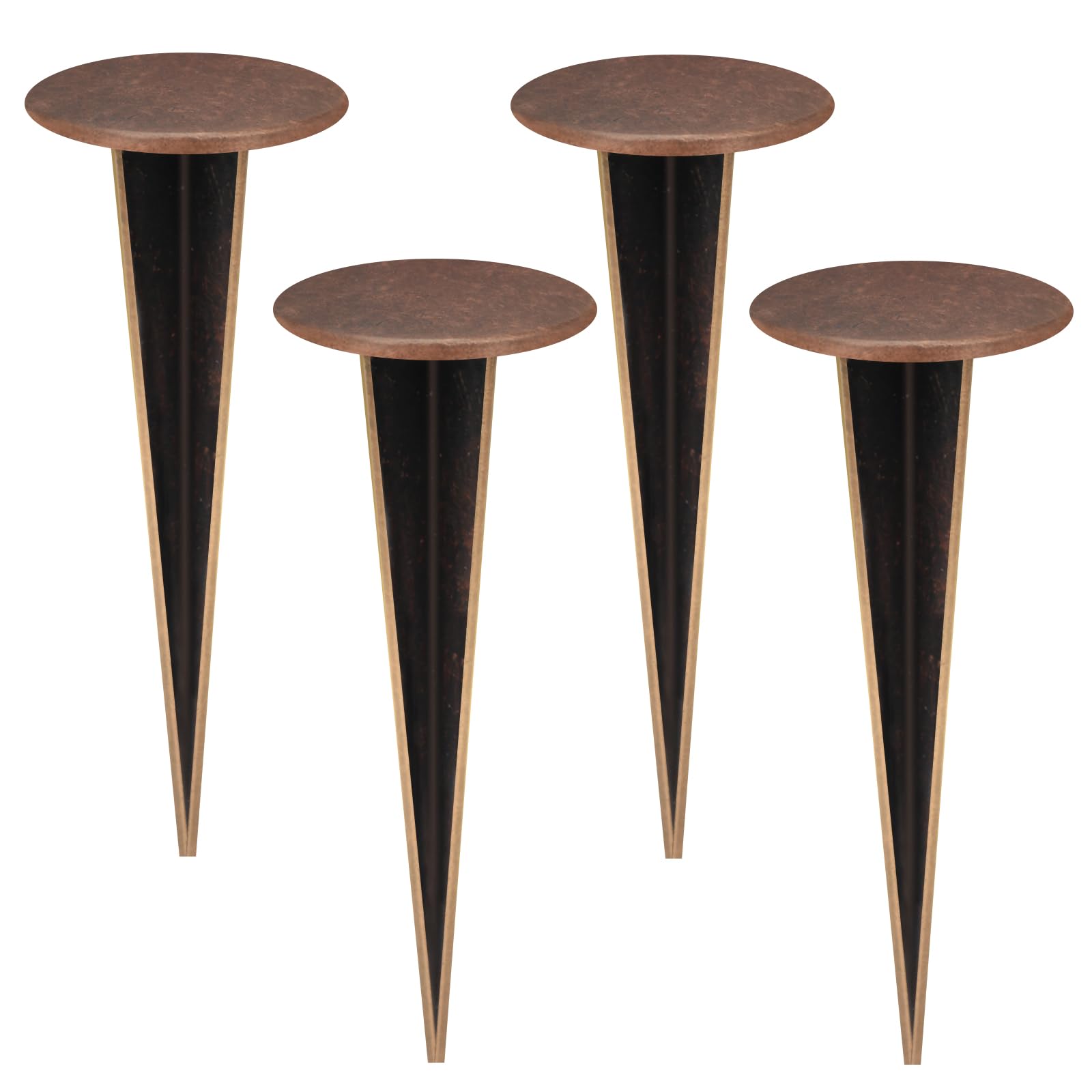 Zealor front view of four brass markers showing durable pack and finish benefits