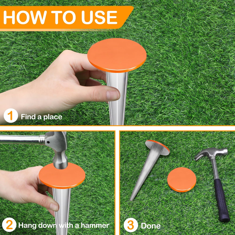 Zealor stakes installed flush in lawn showing easy visibility and safe ground placement