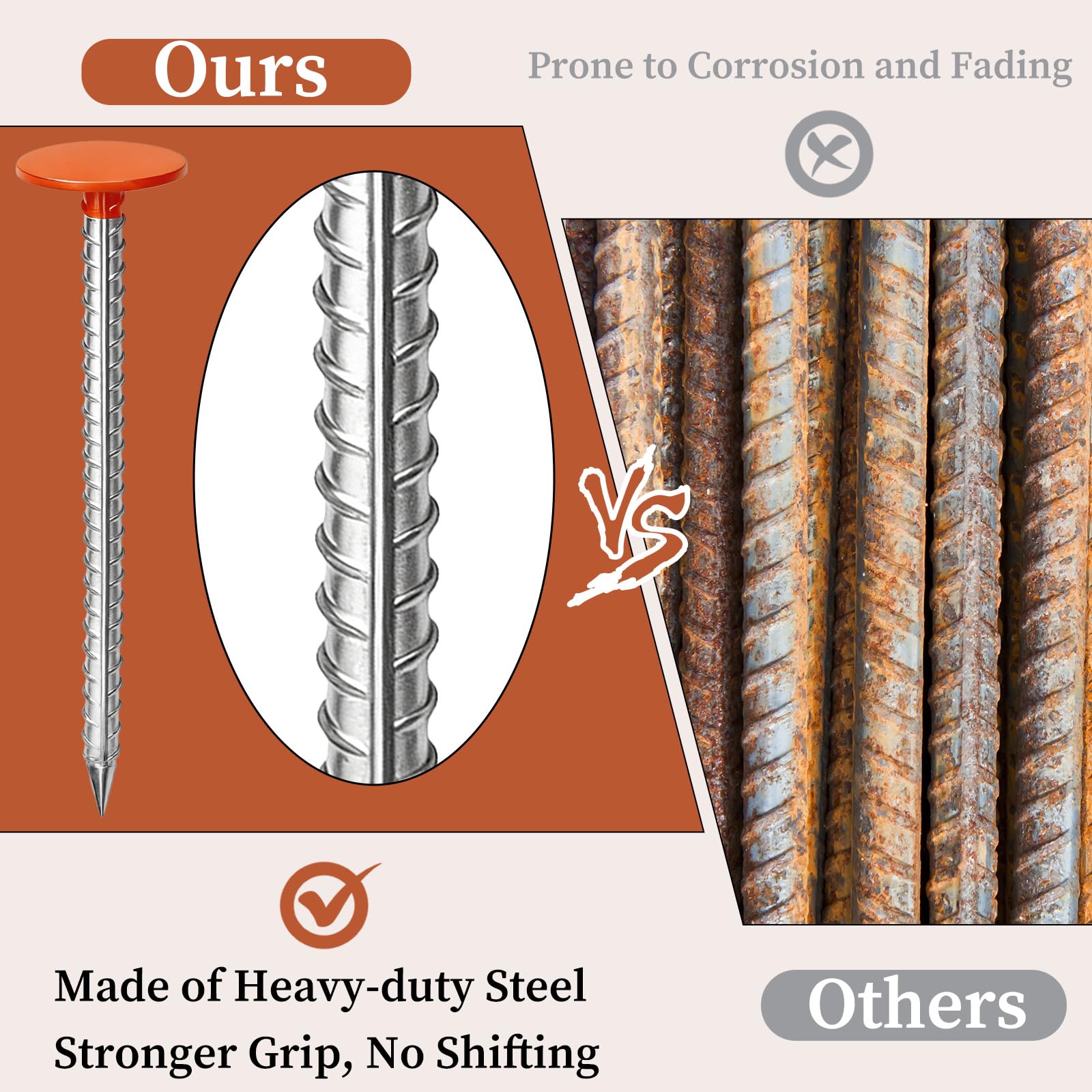 Zealor stamped label and specs on stake demonstrating material and corrosion resistance