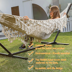 ZEANTZ ZEAN hammock installed on patio providing a relaxing outdoor lounging benefit