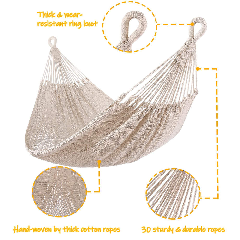 ZEANTZ hammock attachment and scale comparison showing secure hanging points