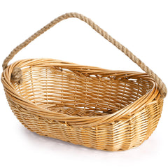 ZEAYEA front view of wicker basket showing full shape and roomy capacity