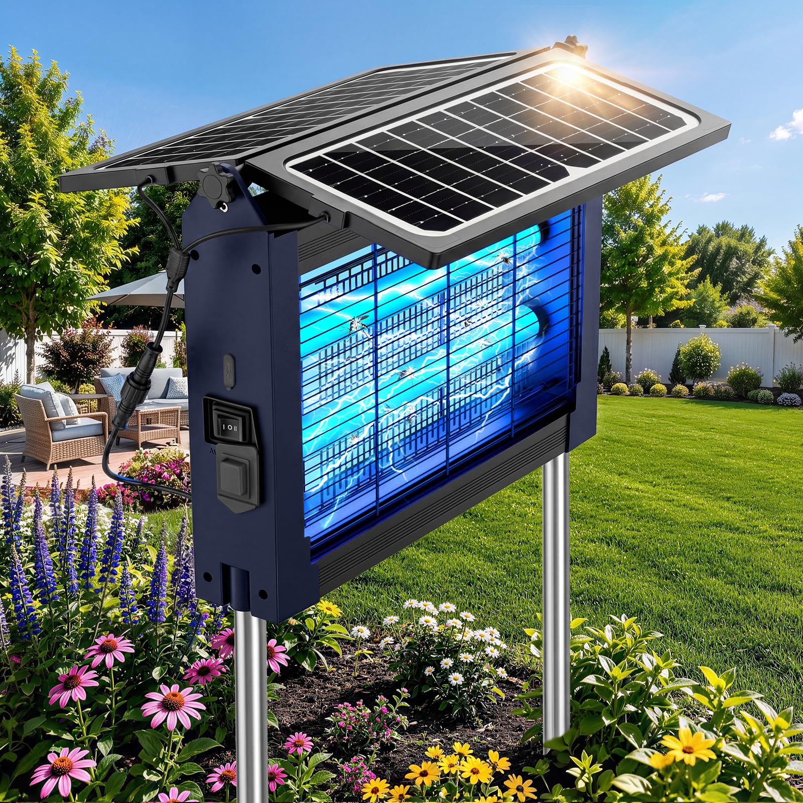 zechuan front view showing outdoor zapper and safety mesh for family protection