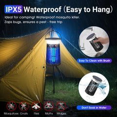 zechuan hanging from a patio hook for hands-free insect control