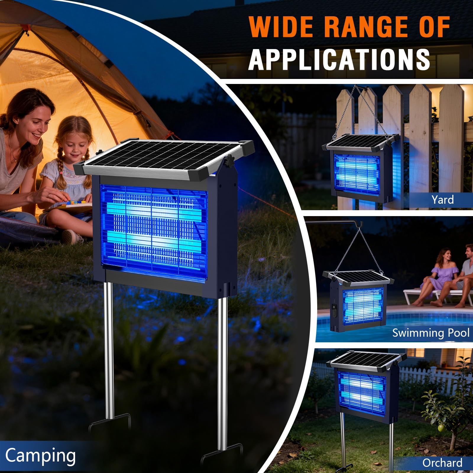 zechuan night use lit up in garden showing automatic nighttime operation for quieter evenings
