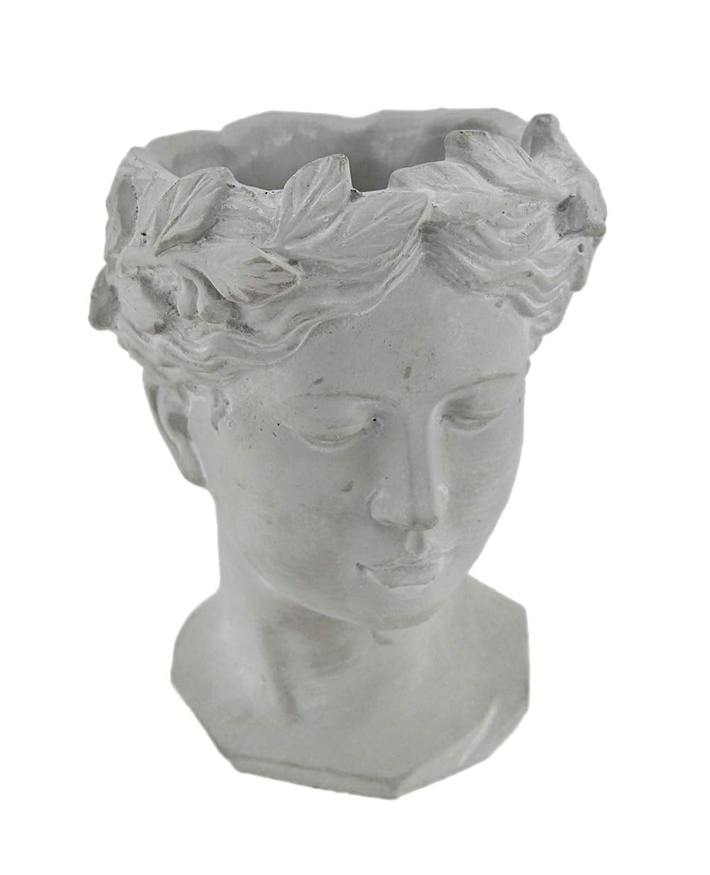 Zeckos front view of Greek grey head planter showing classical silhouette and versatile styling