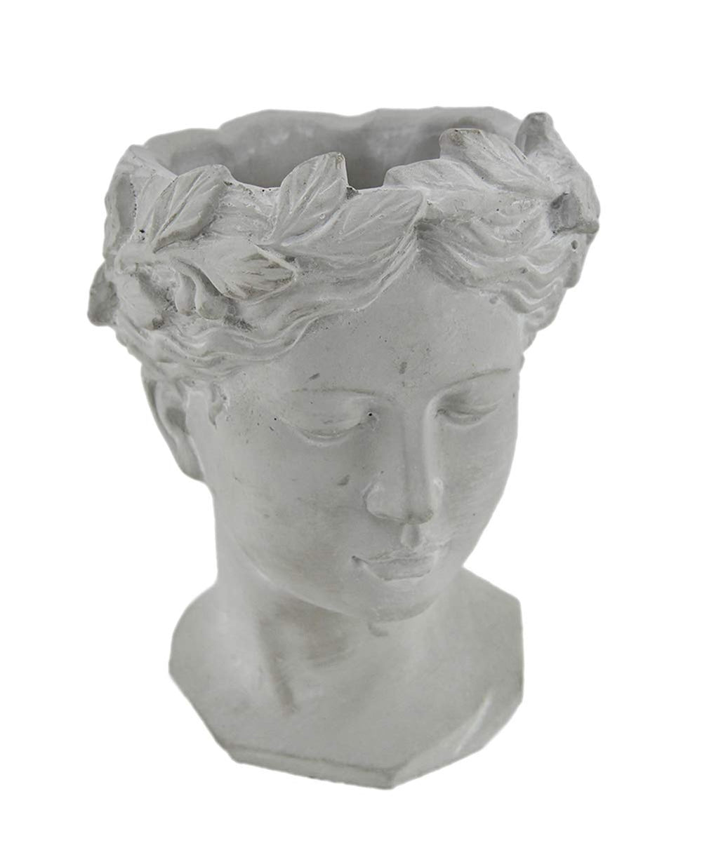 Zeckos front view of Greek grey head planter showing classical silhouette and versatile styling
