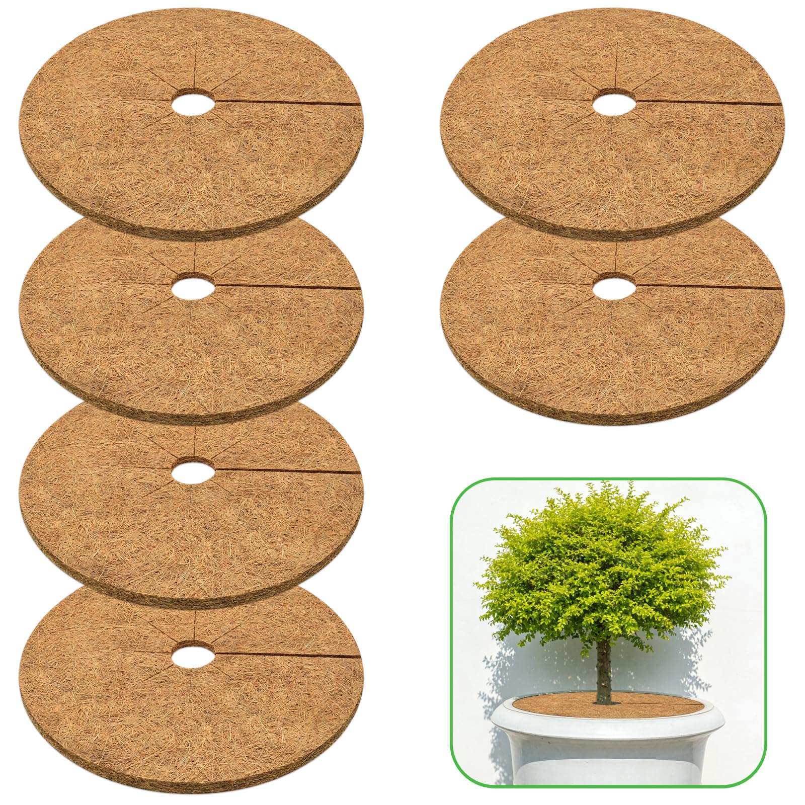 ZeeDix front pack showing six 18-inch coconut fiber mulch mats and tidy presentation