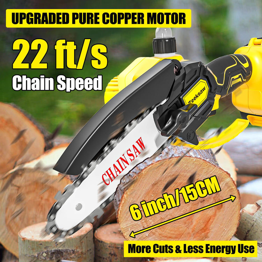 Zeeksaw close-up of manganese steel chain and guide plate for durable cuts