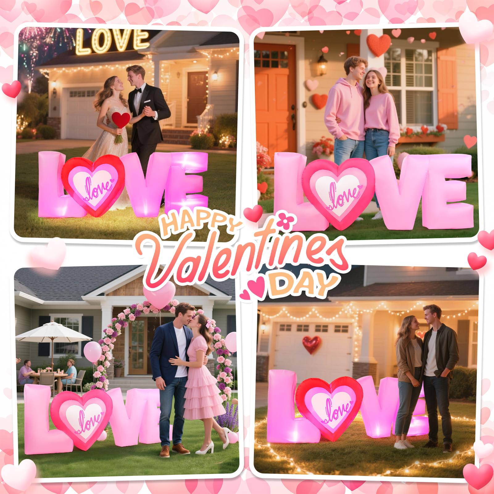 Zeepair LOVE inflatable on a lawn at a party, creates festive romantic atmosphere