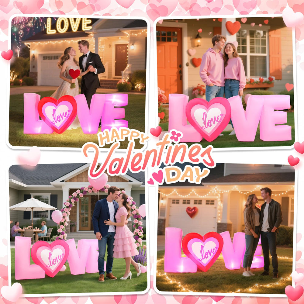 Zeepair LOVE inflatable on a lawn at a party, creates festive romantic atmosphere
